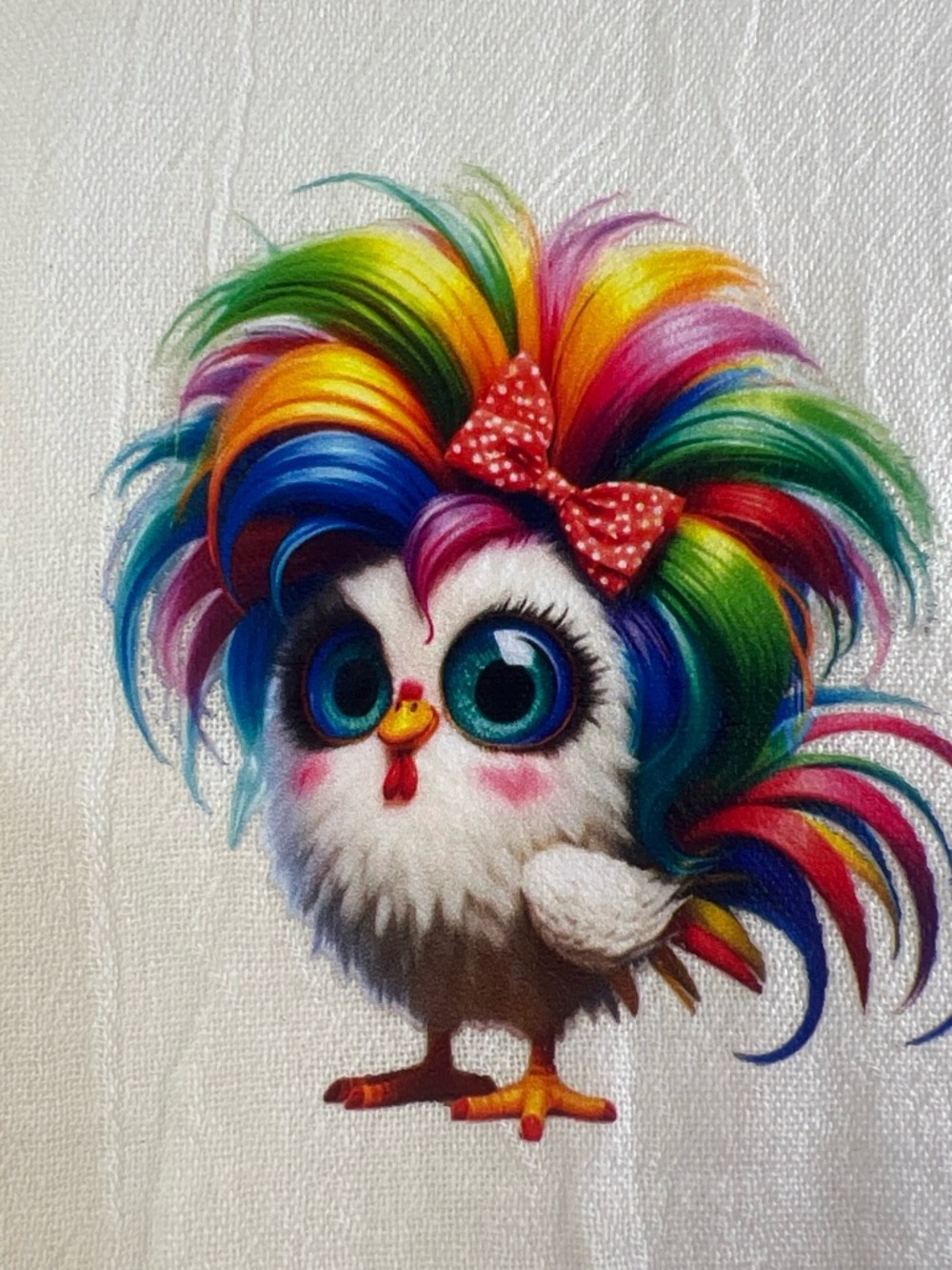 Rainbow Rooster Kitchen Towel Colorful Chicken Decorative Dish Towel